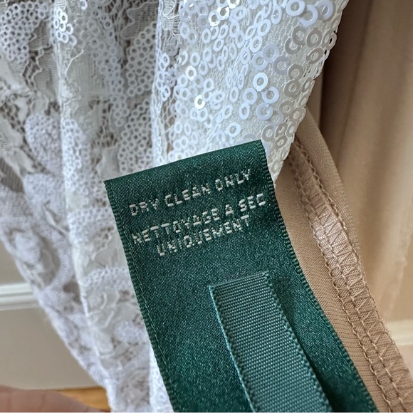 Ralph Lauren Evening | White Sequin and Lace Low-Slit Gown - Picture 8 of 8